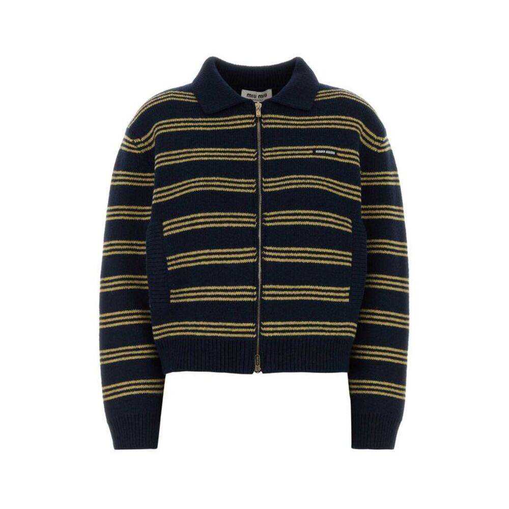 Miu Miu Women Embroidered Wool Blend Cardigan